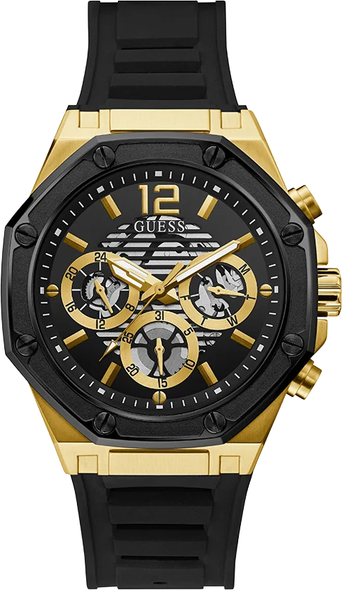 Montre Homme Guess GW0263G1 Boîtier Or 44mm Cadran Noir Multifonction
