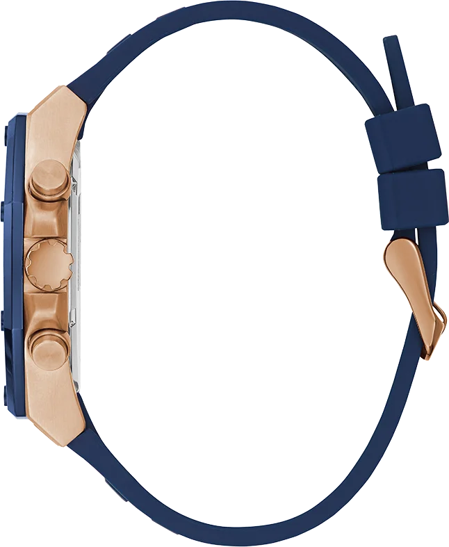 Montre Guess Homme GW0263G2 - Boîtier Octogonal Or Rose, Cadran et Bracelet Silicone Bleu vue 2