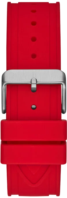 Montre Homme Guess GW0263G3 - Boîtier argenté, cadran noir, bracelet silicone rouge vue 3