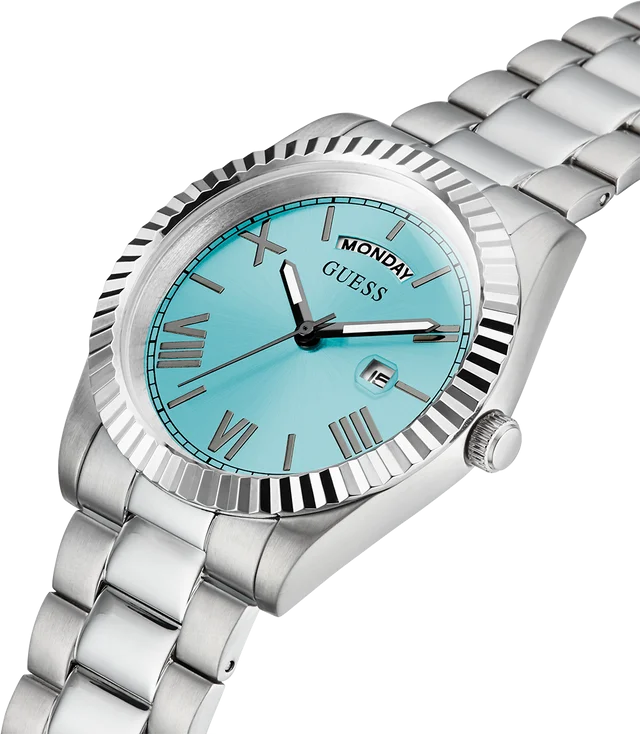 Montre Homme Guess Connoisseur GW0265G11 - Cadran Turquoise, Bracelet Acier Argent vue 3