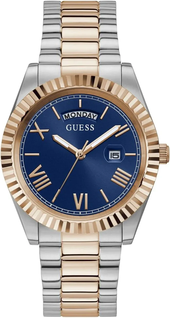 Montre Homme Guess Connoisseur GW0265G12 - Cadran Bleu, Bracelet Acier Bicolore Argent/Or Rose