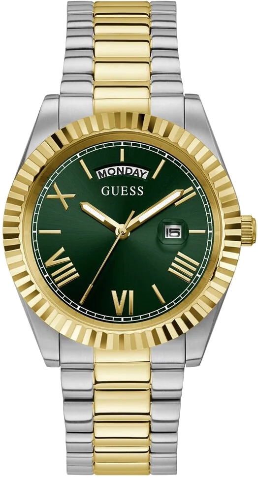 Montre Homme Guess Connoisseur GW0265G8 - Cadran Vert - Bracelet Acier Bicolore Argent/Or