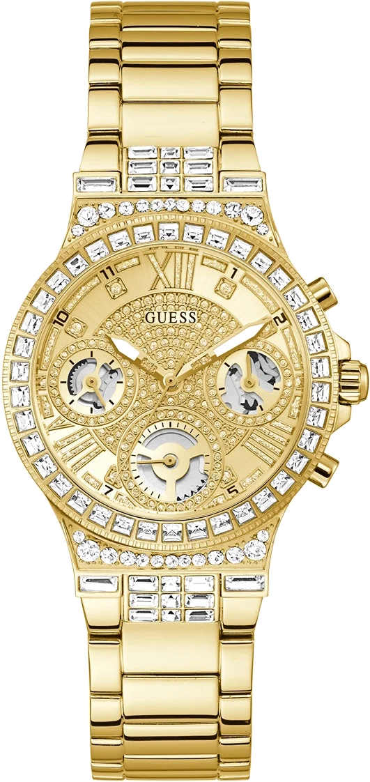 Montre Femme Guess Moonlight GW0320L2 - Boîtier doré orné de cristaux, bracelet acier doré