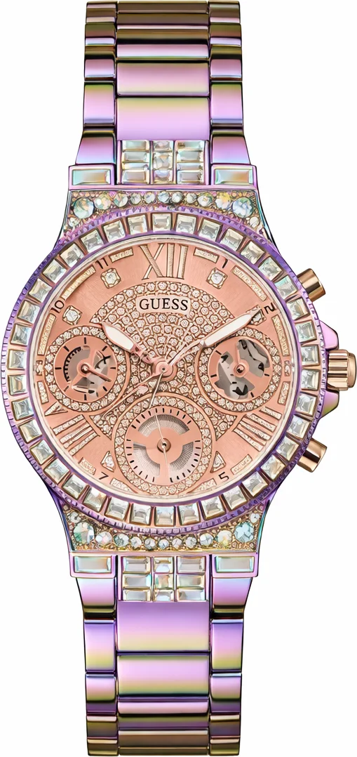 Montre Guess Moonlight GW0320L4 pour Femme - Cadran et bracelet acier multicolore arc-en-ciel avec strass