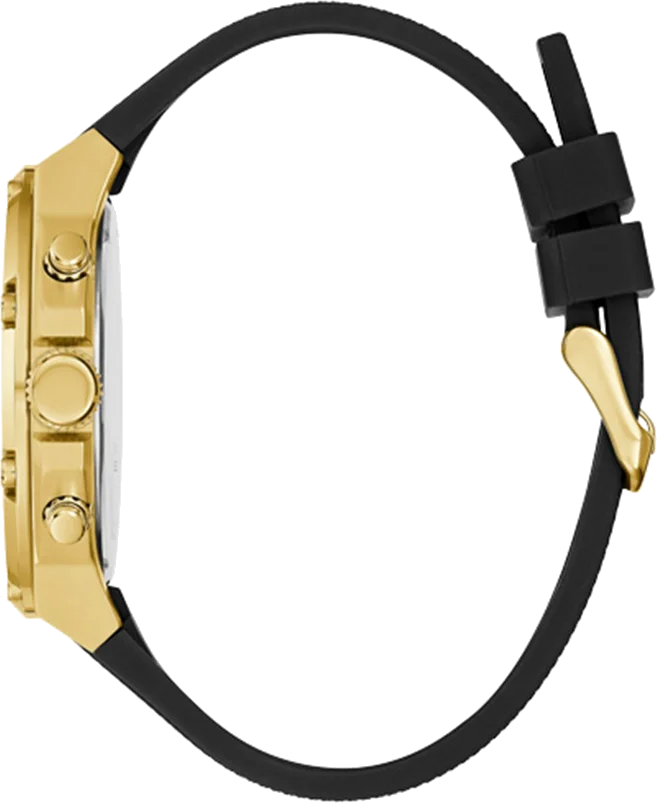 Montre Guess Third Gear pour Homme GW0334G2 - Boîtier Silicone Doré, Bracelet Silicone Noir vue 2