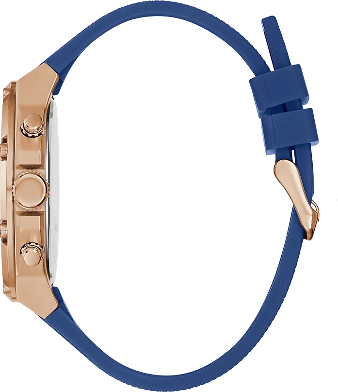 Montre Homme Guess GW0334G3 - Boîtier Or Rose, Cadran et Bracelet Silicone Bleu vue 2