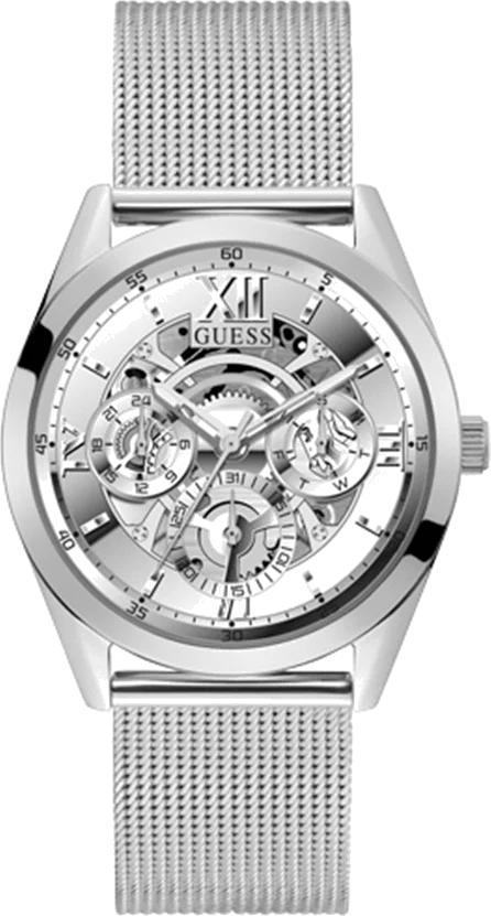 Montre Homme Guess GW0368G1 Tailor Cadran Argent Acier Maille Milanaise