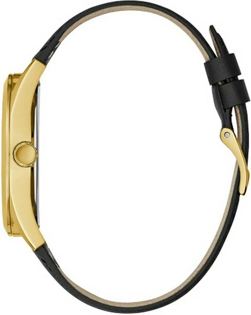 Montre Homme Guess Tailor GW0389G2 - Boîtier or, cadran doré multifonction, bracelet cuir noir vue 3