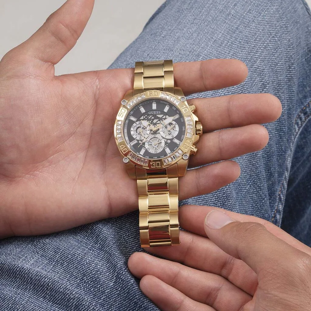 Montre Homme Guess GW0390G2 - Boîtier et Bracelet Acier Doré, Cadran Noir vue 5