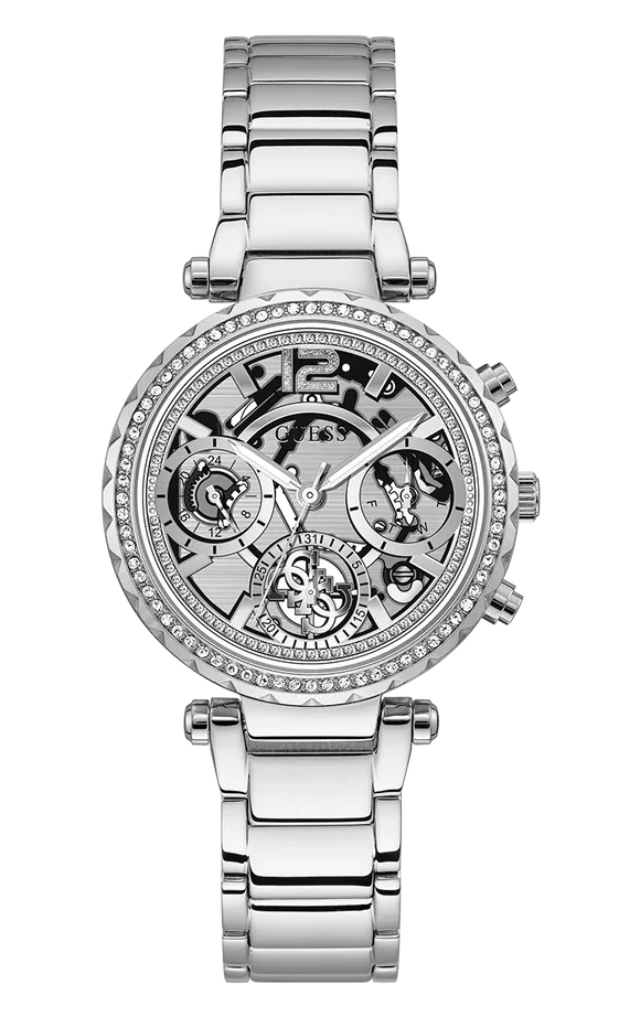 Montre Femme Guess GW0403L1 Solstice - Cadran Squelette Argent - Acier Inoxydable