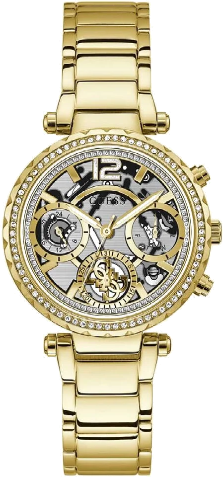 Montre Femme Guess Solstice GW0403L2 en Acier Doré avec Cadran Squelette