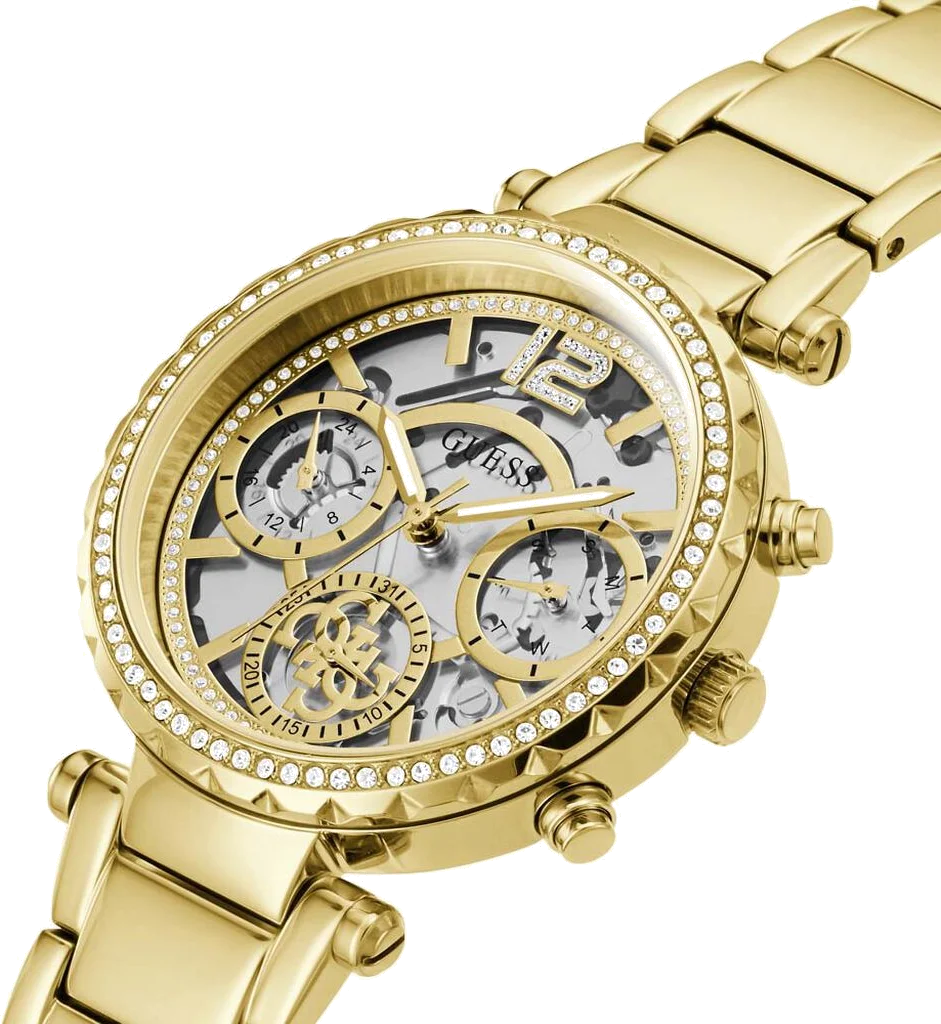 Montre Femme Guess Solstice GW0403L2 en Acier Doré avec Cadran Squelette vue 2