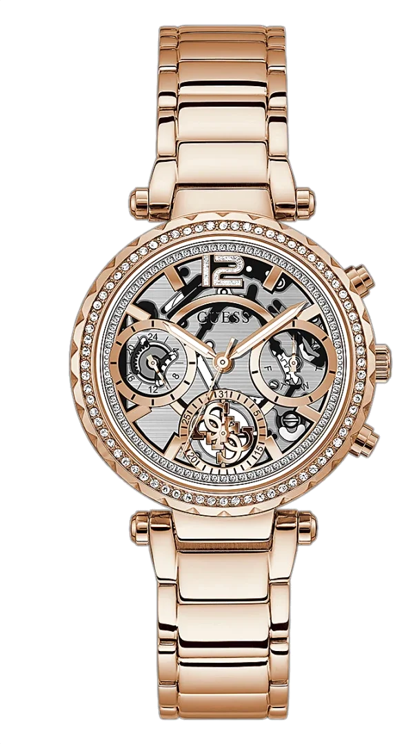Montre Femme Guess GW0403L3 Squelette Acier Inoxydable Or Rose 37 mm