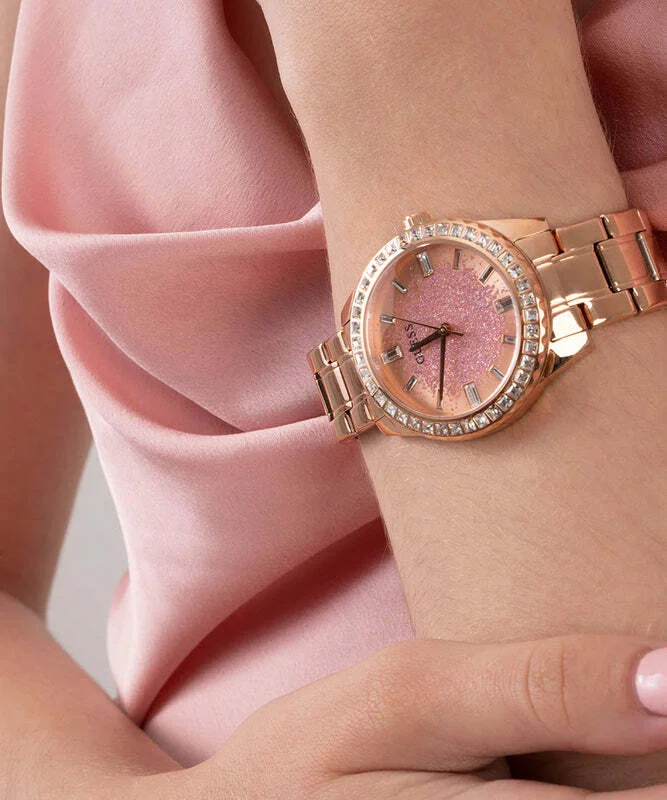 Montre Femme Guess GW0405L3 Cadran Pailleté Cristaux Acier Or Rose vue 5