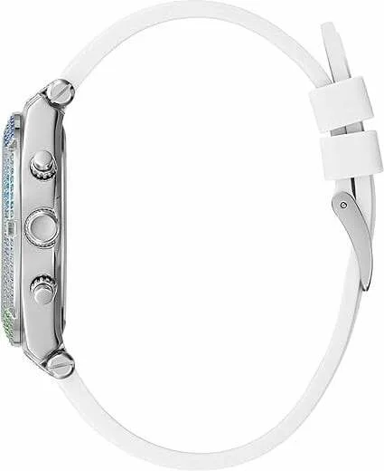Montre Guess Heiress GW0407L4 pour Femme - Boîtier Silicone et cristaux, bracelet silicone blanc vue 2