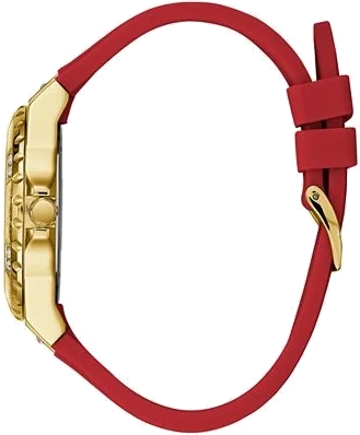 Montre Femme Guess GW0431L1 Glitz - Cadran Blanc, Boîtier Or, Bracelet Silicone Rouge vue 2