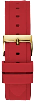 Montre Femme Guess GW0431L1 Glitz - Cadran Blanc, Boîtier Or, Bracelet Silicone Rouge vue 3