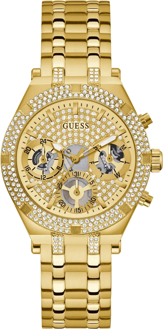 Montre Femme Guess Heiress GW0440L2 en or jaune, cadran squelette multifonction