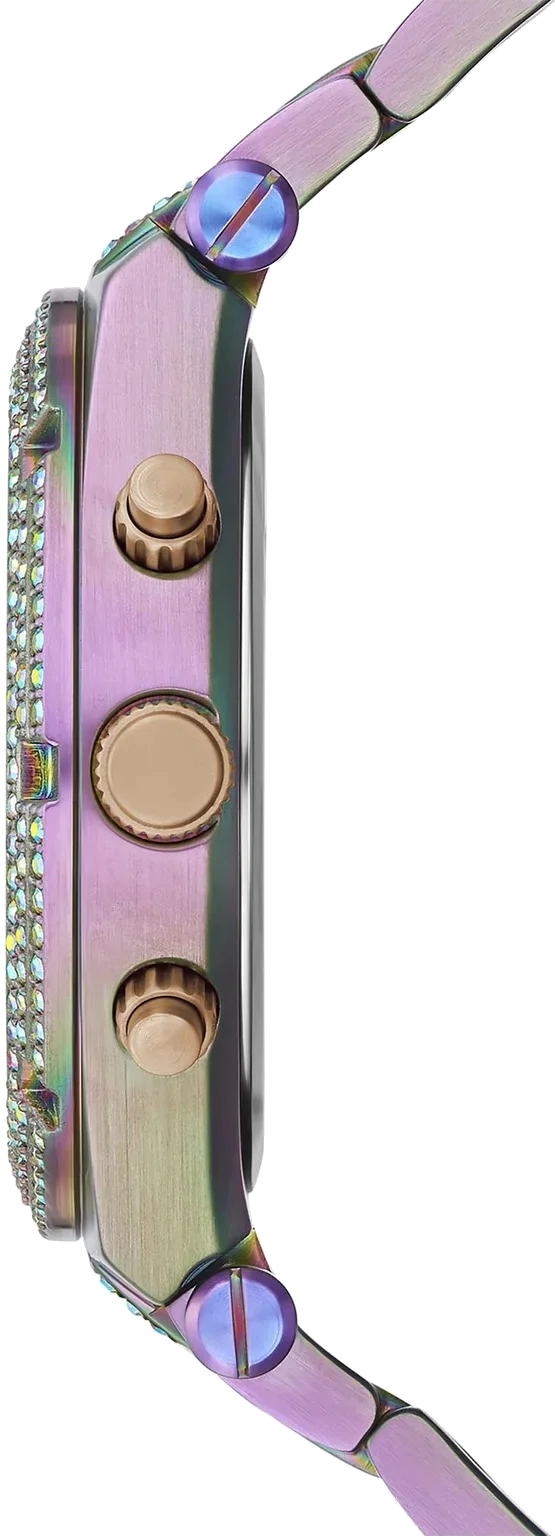 Montre Guess Heiress Rainbow GW0440L3 pour femme, bracelet acier violet multicolore vue 3