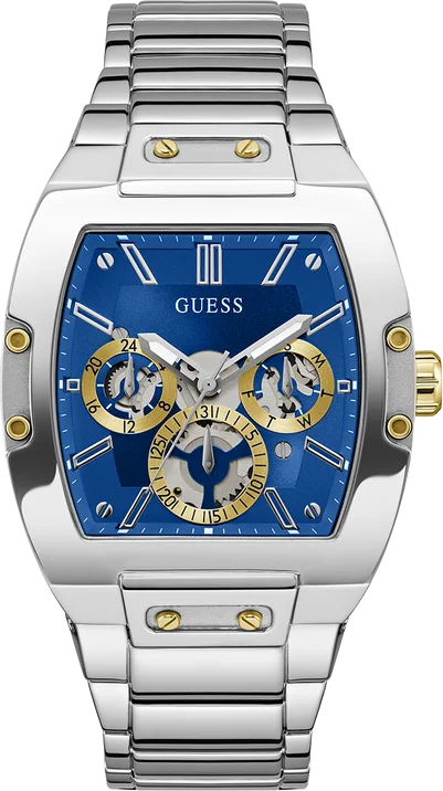 Montre Homme Guess Phoenix GW0456G5 - Cadran bleu, bracelet acier argent, multifonction