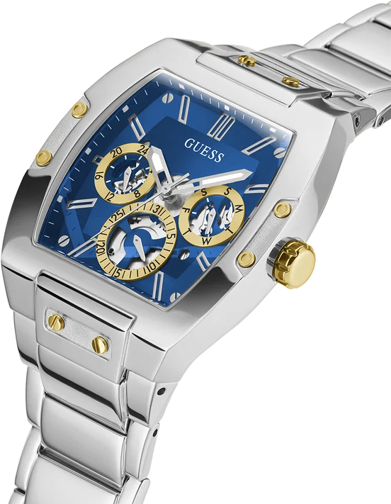 Montre Homme Guess Phoenix GW0456G5 - Cadran bleu, bracelet acier argent, multifonction vue 3