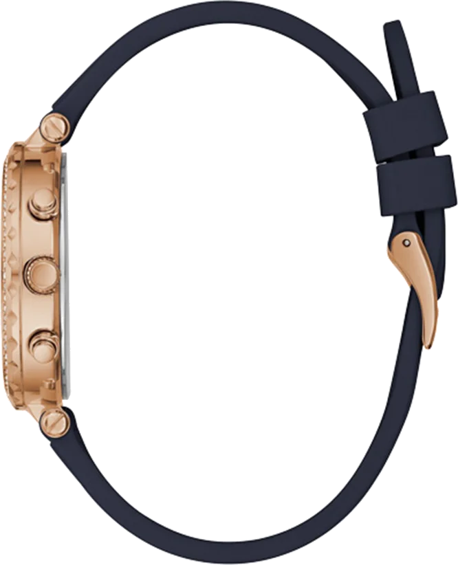 Montre Femme Guess GW0484L2 Squelette, Boîtier Or Rose, Bracelet Silicone Noir vue 2