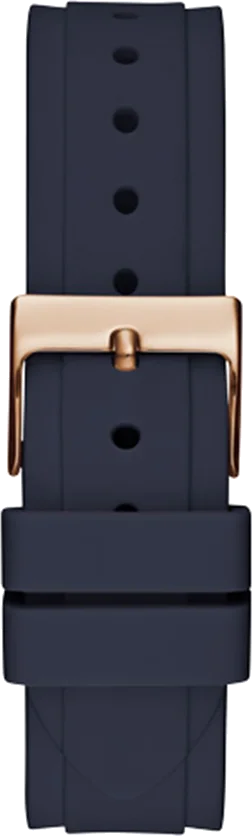 Montre Femme Guess GW0484L2 Squelette, Boîtier Or Rose, Bracelet Silicone Noir vue 3