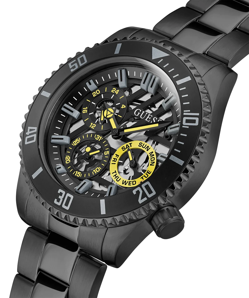 Montre Guess Axle GW0488G3 pour Homme - Boîtier et bracelet acier noir 45mm vue 2