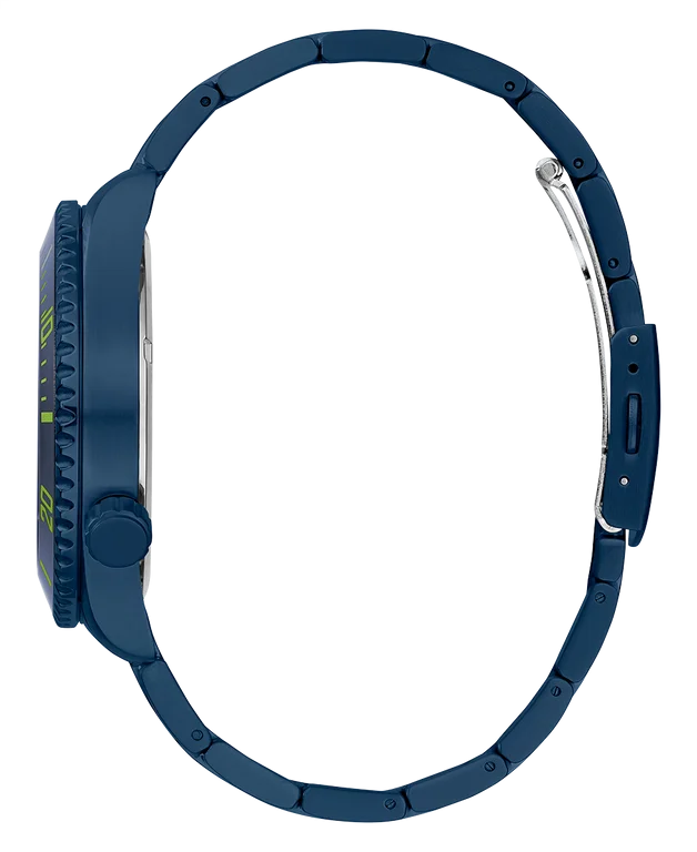 Montre Homme Guess Axle GW0488G4 - Cadran squelette bleu sur bracelet acier vue 4