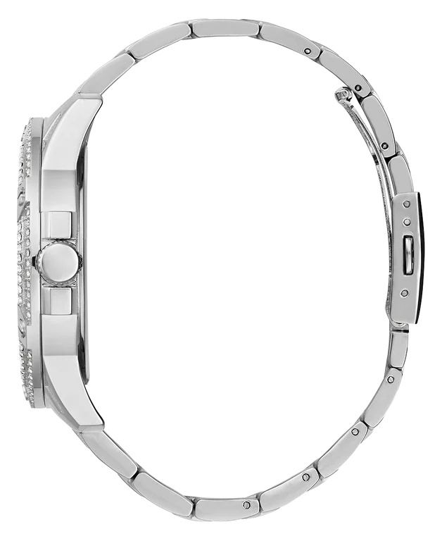 Montre Homme Guess King GW0497G1, boîtier acier argent orné de strass, bracelet acier vue 3