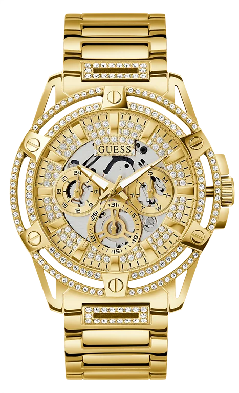 Montre Homme Guess King GW0497G2 en acier doré avec strass