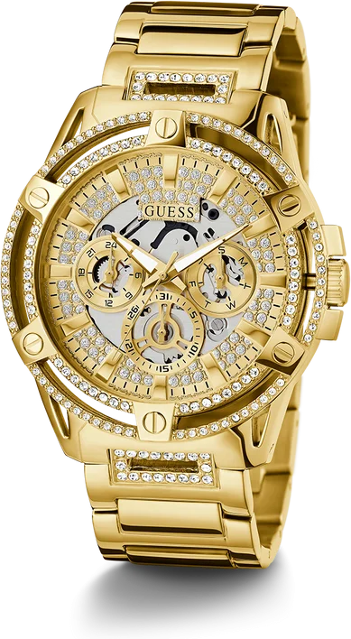 Montre Homme Guess King GW0497G2 en acier doré avec strass vue 3