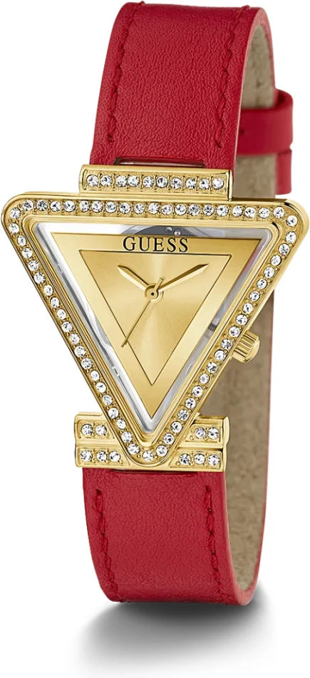 Montre Femme Guess Fame GW0504L2 - Boîtier Triangle Doré PVD - Bracelet Cuir Rouge vue 5