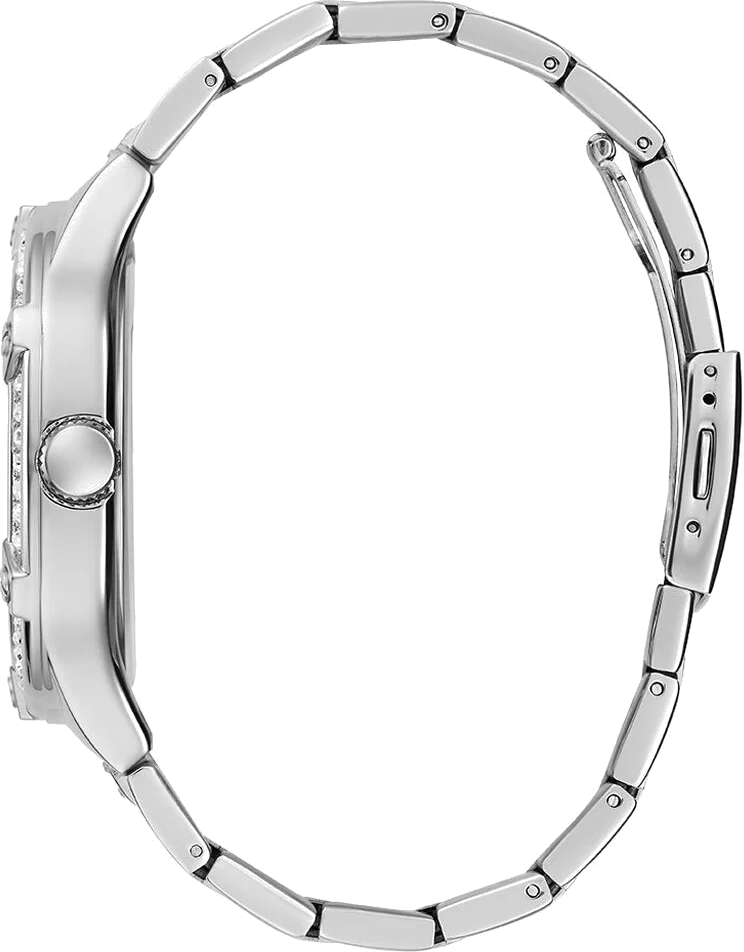 Montre Homme Guess Duke GW0576G1, boîtier argenté avec strass, bracelet acier vue 2