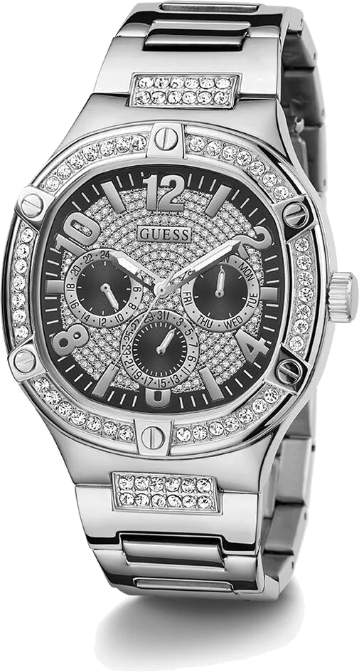Montre Homme Guess Duke GW0576G1, boîtier argenté avec strass, bracelet acier vue 5