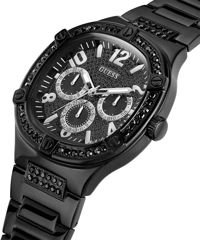 Montre Homme Guess Duke GW0576G3, boîtier et bracelet acier noir, cadran coussin multifonction vue 2