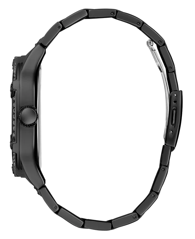 Montre Homme Guess Duke GW0576G3, boîtier et bracelet acier noir, cadran coussin multifonction vue 3