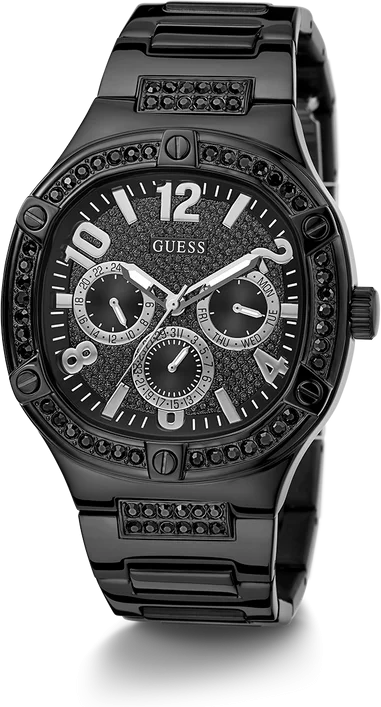 Montre Homme Guess Duke GW0576G3, boîtier et bracelet acier noir, cadran coussin multifonction vue 5
