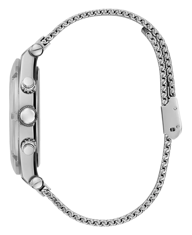 Montre Homme Guess Continental GW0582G1, cadran noir multifonction, bracelet maille milanaise argent vue 4