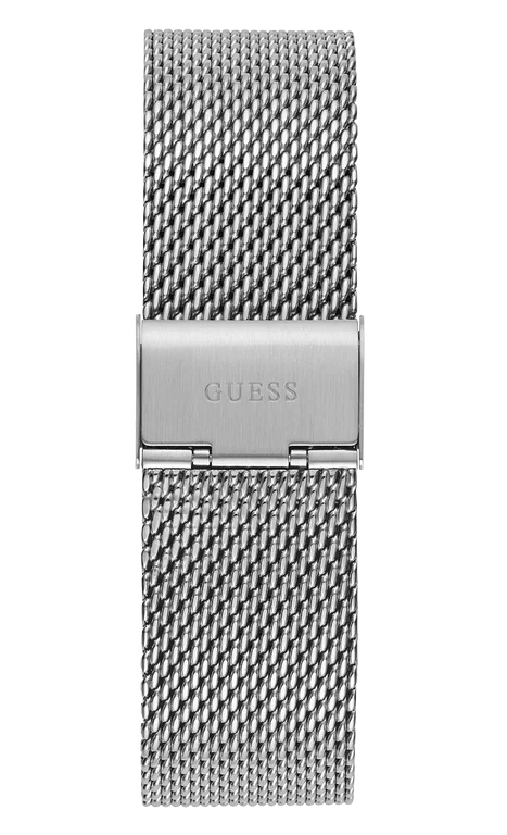 Montre Homme Guess Continental GW0582G1, cadran noir multifonction, bracelet maille milanaise argent vue 5