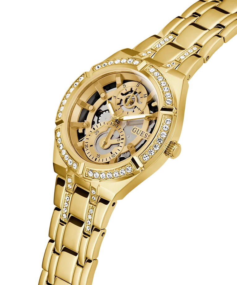Montre Femme Guess Allara GW0604L2 - Cadran squelette doré multifonctions - Bracelet acier vue 2