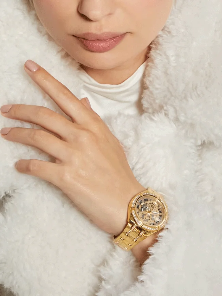 Montre Femme Guess Allara GW0604L2 - Cadran squelette doré multifonctions - Bracelet acier vue 5