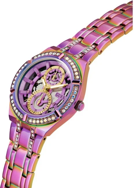 Montre Femme Guess Allara GW0604L4 - Bracelet Acier Arc-en-Ciel & Cadran Squelette à Cristaux vue 2