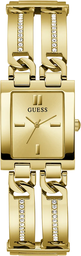 Montre Femme Guess GW0668L2 en Acier Doré à Cadran Carré et Cristaux