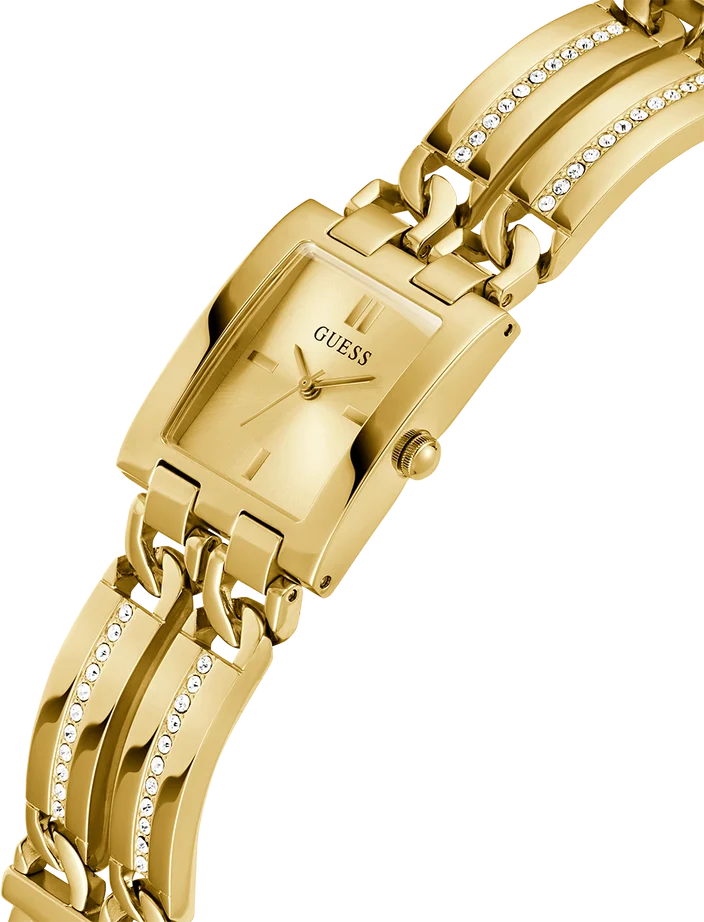 Montre Femme Guess GW0668L2 en Acier Doré à Cadran Carré et Cristaux vue 2