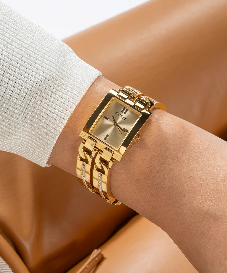 Montre Femme Guess GW0668L2 en Acier Doré à Cadran Carré et Cristaux vue 5