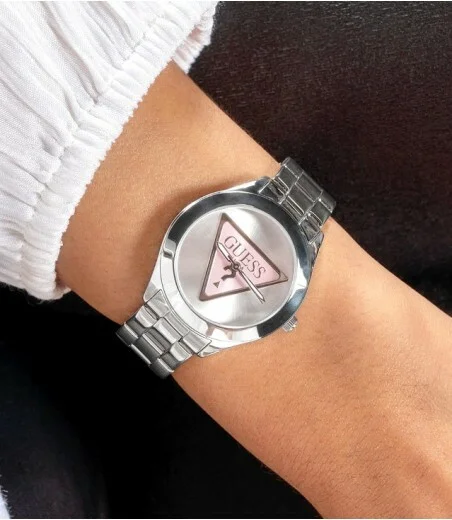 Montre Femme Guess GW0675L1 en Acier Argenté avec Cadran Logo Triangle Rose vue 5