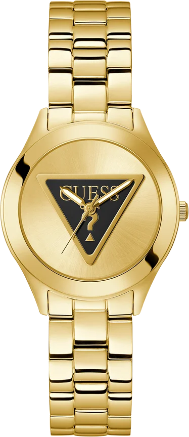 Montre Femme Guess GW0675L2 en Acier Doré PVD avec Cadran Logo Triangle Noir
