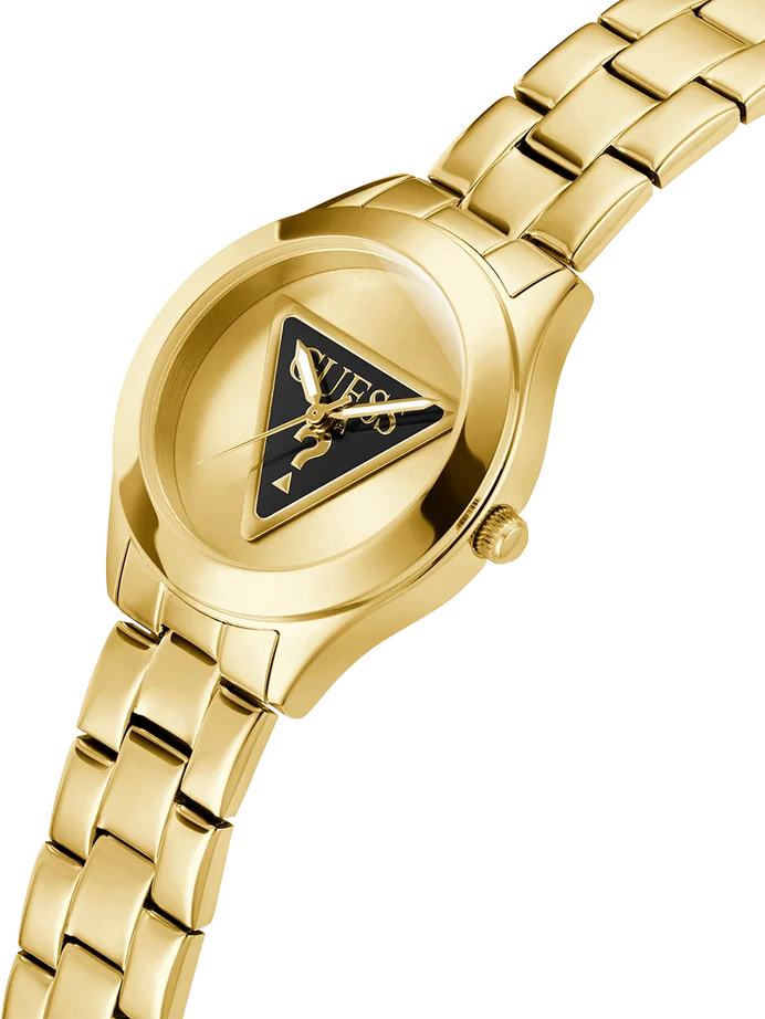 Montre Femme Guess GW0675L2 en Acier Doré PVD avec Cadran Logo Triangle Noir vue 2