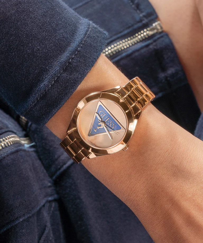 Montre Femme Guess GW0675L3 en Acier Or Rose avec Cadran Bleu Logo vue 5